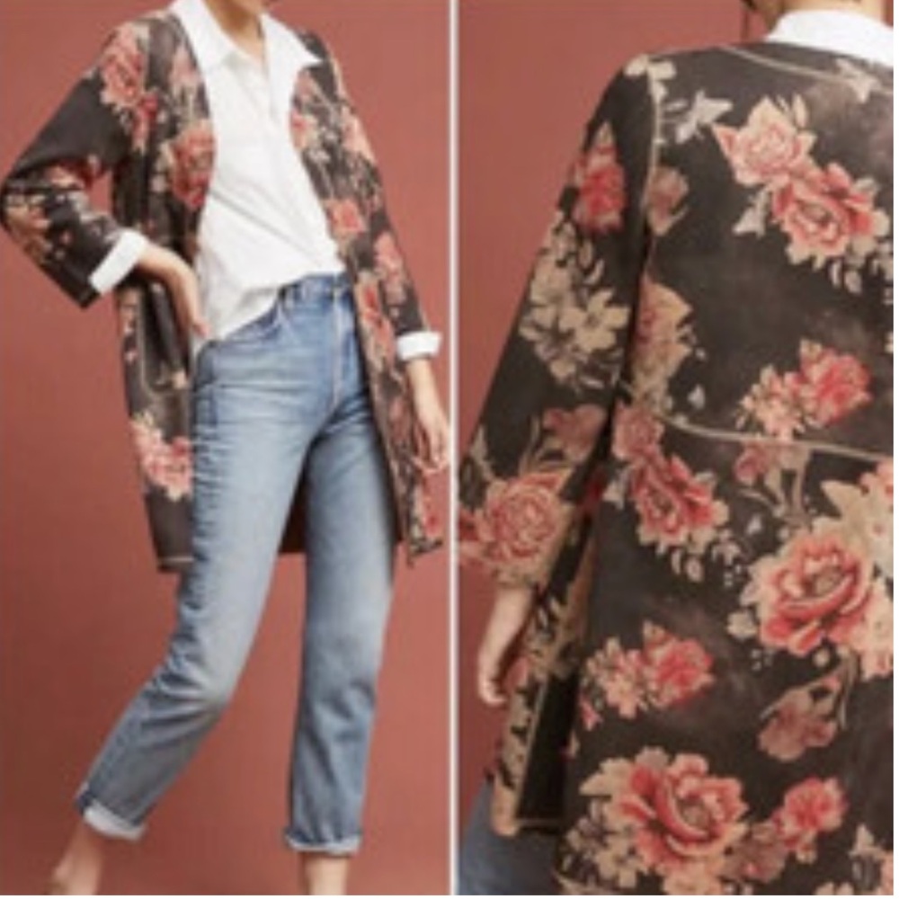 Anthropologie Solitaire Faux Suede Black, Gray, Mauve Open Duster Jacket XS NWT - Picture 2 of 15